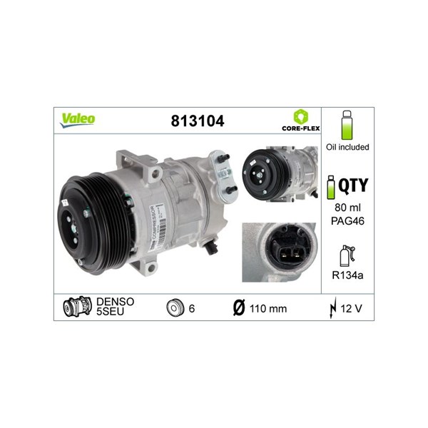 Kompressor, klimatanläggning 12V Valeo 813104 VALEO