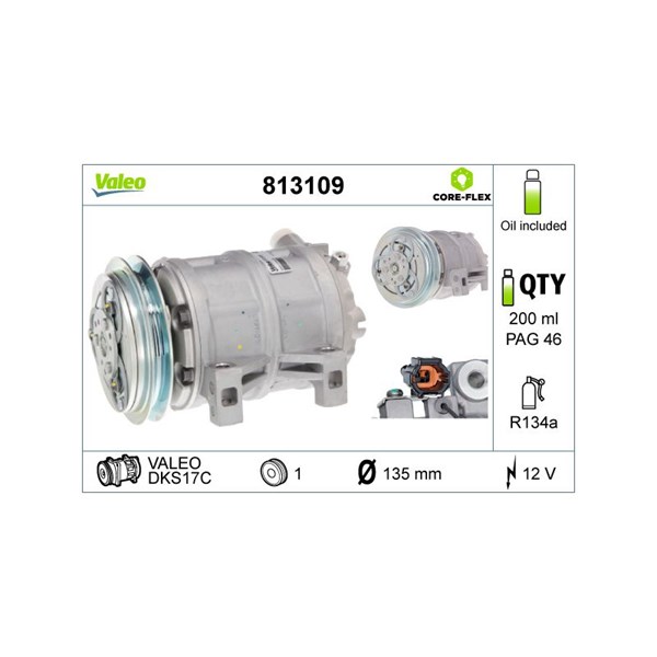 Kompressor, klimatanläggning 12V Valeo 813109 VALEO