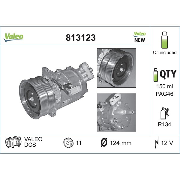 Kompressor, klimatanläggning 12V Valeo 813123 VALEO