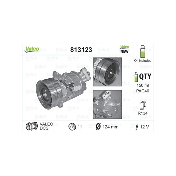 Kompressor, klimatanläggning 12V Valeo 813123 VALEO Kompressor, klimatanläggning 12V Valeo 813123 VALEO