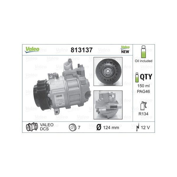 Kompressor, klimatanläggning 12V Valeo 813137 VALEO Kompressor, klimatanläggning 12V Valeo 813137 VALEO