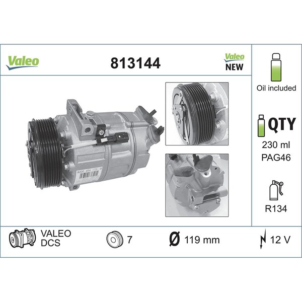 Kompressor, klimatanläggning 12V Valeo 813144 VALEO Kompressor, klimatanläggning 12V Valeo 813144 VALEO