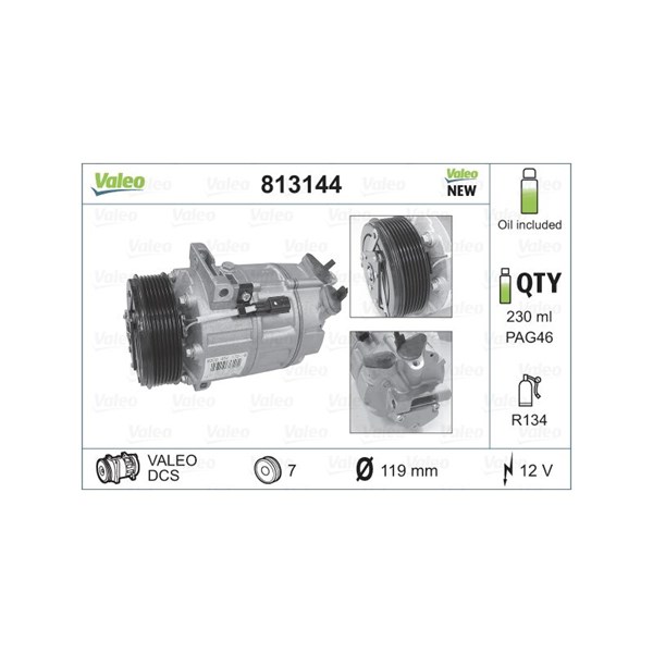 Kompressor, klimatanläggning 12V Valeo 813144 VALEO Kompressor, klimatanläggning 12V Valeo 813144 VALEO