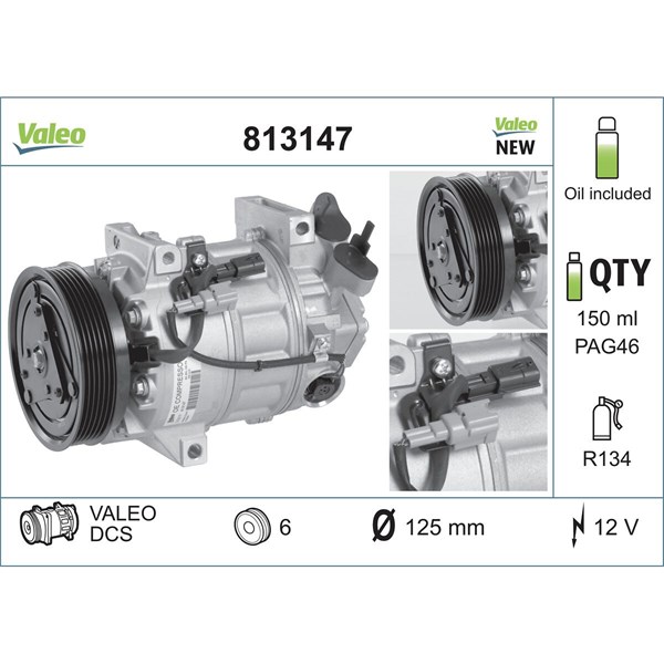 Kompressor, klimatanläggning 12V Valeo 813147 VALEO