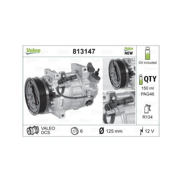 Kompressor, klimatanläggning 12V Valeo 813147 VALEO Kompressor, klimatanläggning 12V Valeo 813147 VALEO