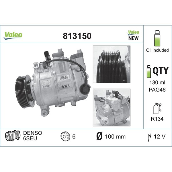 Kompressor, klimatanläggning 12V Valeo 813150 VALEO