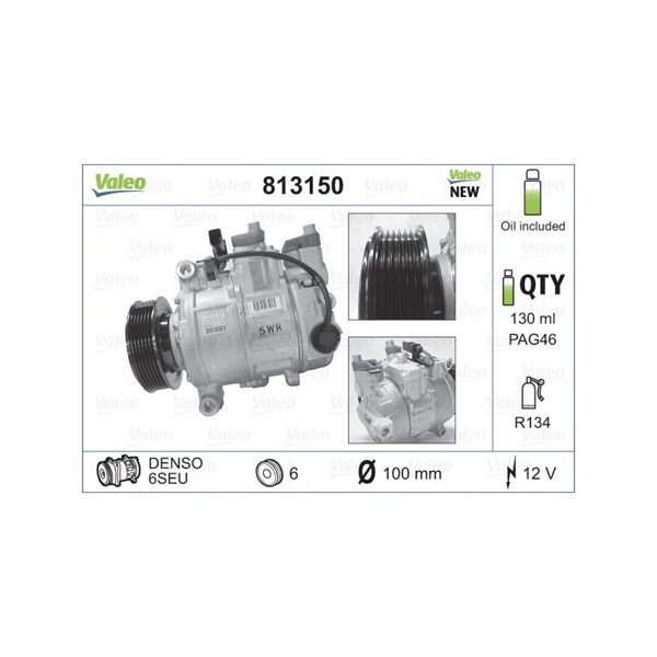 Kompressor, klimatanläggning 12V Valeo 813150 VALEO Kompressor, klimatanläggning 12V Valeo 813150 VALEO