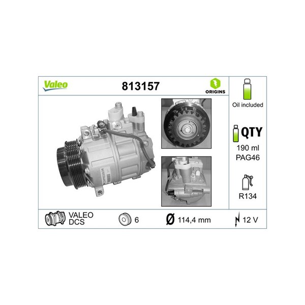Kompressor, klimatanläggning 12V Valeo 813157 VALEO