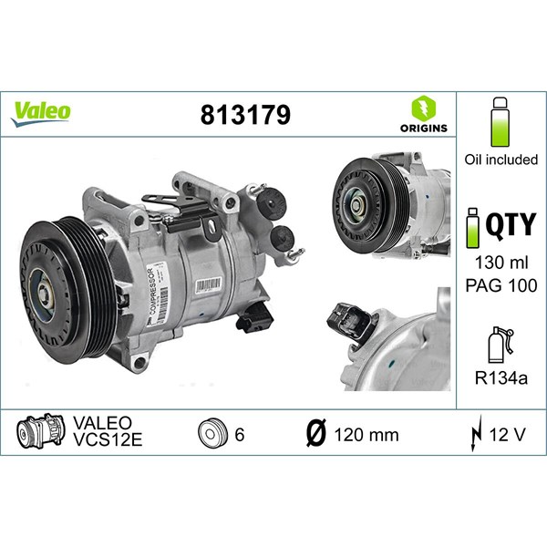 Kompressor, klimatanläggning 12V Valeo 813179 VALEO