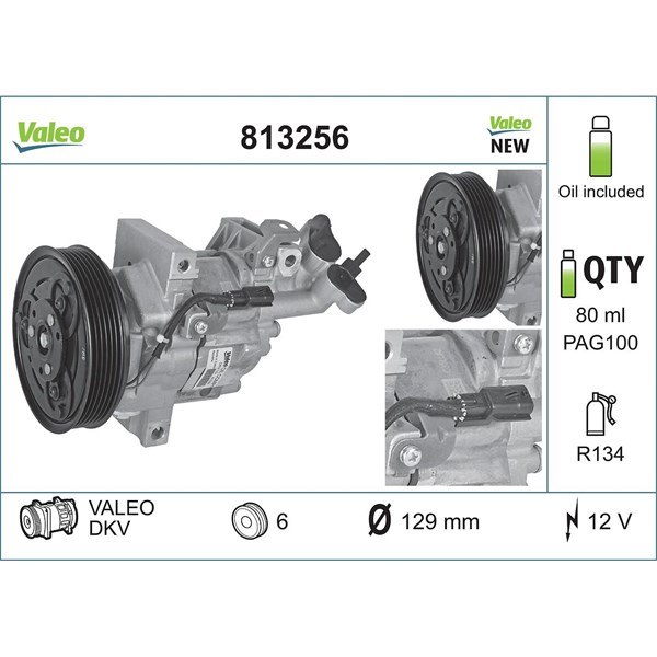 Kompressor, klimatanläggning 12V Valeo 813256 VALEO
