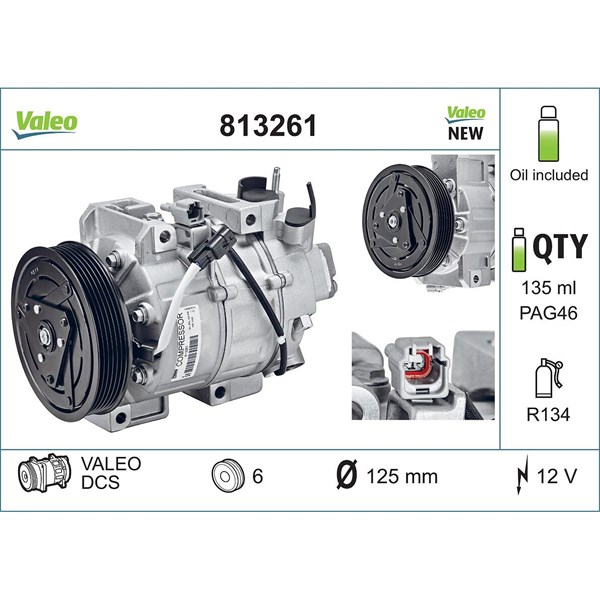 Kompressor, klimatanläggning 12V Valeo 813261 VALEO