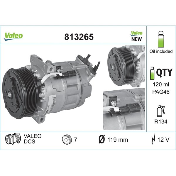 Kompressor, klimatanläggning 12V Valeo 813265 VALEO