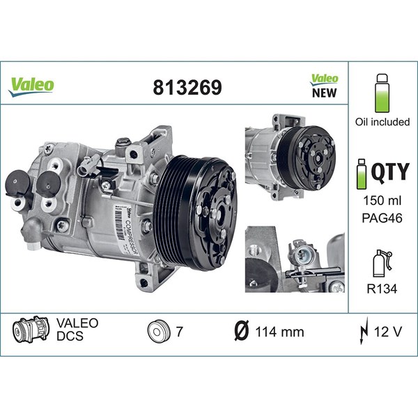 Kompressor, klimatanläggning 12V Valeo 813269 VALEO