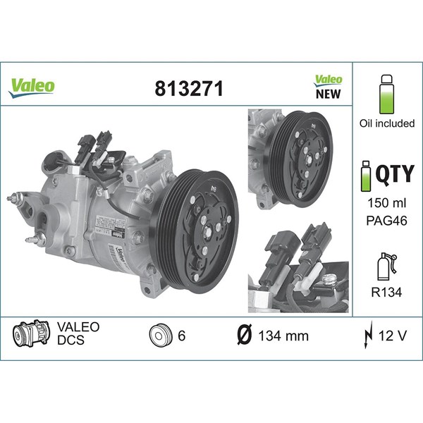 Kompressor, klimatanläggning 12V Valeo 813271 VALEO