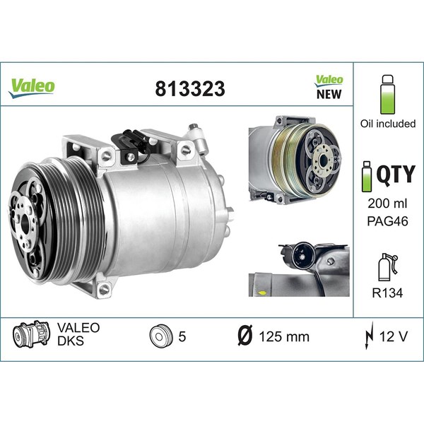 Kompressor, klimatanläggning 12V Valeo 813323 VALEO