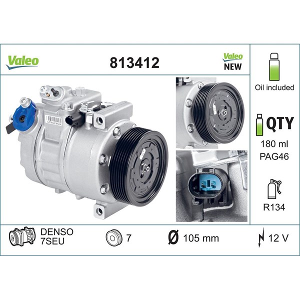 Kompressor, klimatanläggning 12V Valeo 813412 VALEO