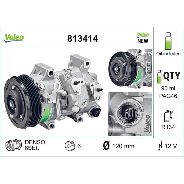 Kompressor, klimatanläggning 12V Valeo 813414 VALEO