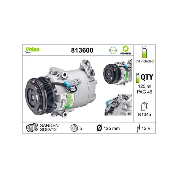 Kompressor, klimatanläggning 12V Valeo 813600 VALEO Kompressor, klimatanläggning 12V Valeo 813600 VALEO