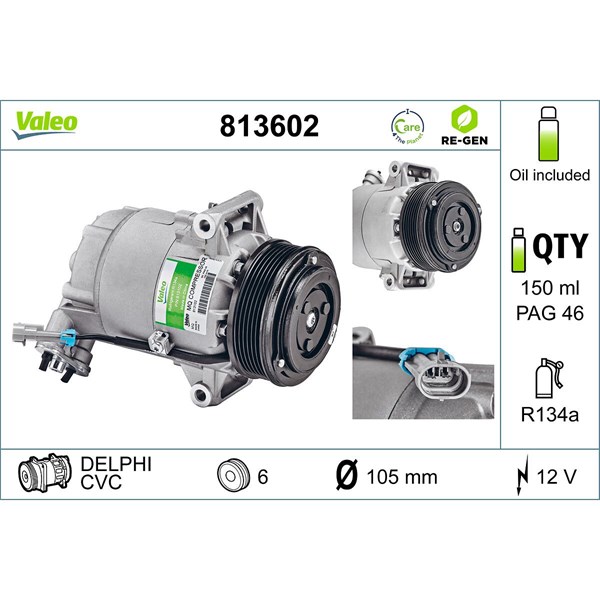 Kompressor, klimatanläggning 12V Valeo 813602 VALEO