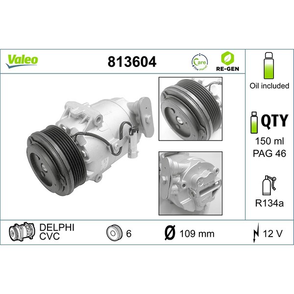 Kompressor, klimatanläggning 12V Valeo 813604 VALEO
