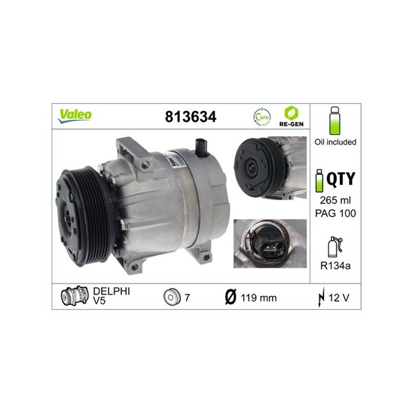 Kompressor, klimatanläggning 12V Valeo 813634 VALEO Kompressor, klimatanläggning 12V Valeo 813634 VALEO