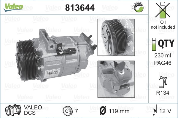 Kompressor, klimatanläggning 12V Valeo 813644 VALEO Kompressor, klimatanläggning 12V Valeo 813644 VALEO