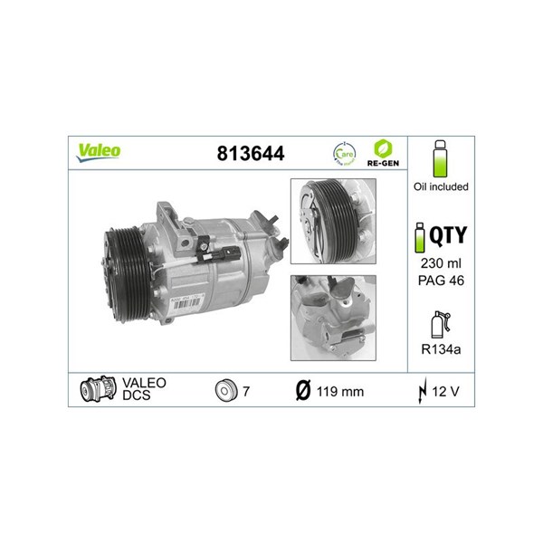 Kompressor, klimatanläggning 12V Valeo 813644 VALEO