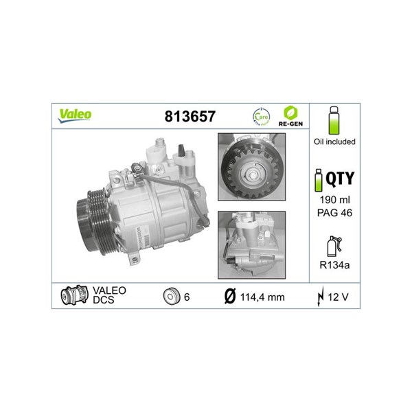 Kompressor, klimatanläggning 12V Valeo 813657 VALEO