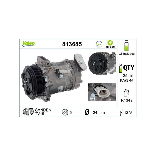 Kompressor, klimatanläggning 12V Valeo 813685 VALEO