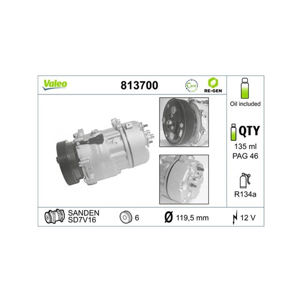 Kompressor, klimatanläggning 12V Valeo 813700 VALEO