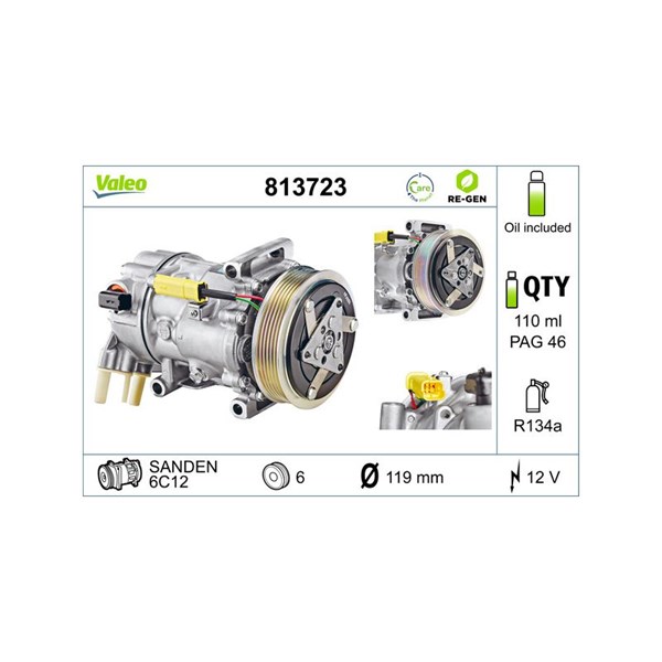 Kompressor, klimatanläggning 12V Valeo 813723 VALEO Kompressor, klimatanläggning 12V Valeo 813723 VALEO