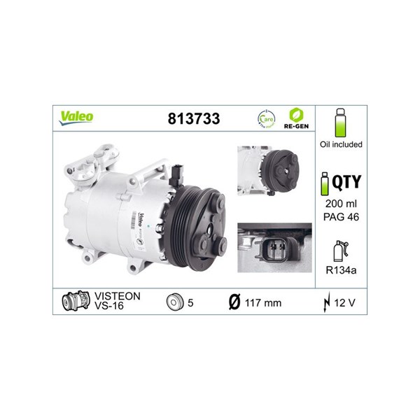 Kompressor, klimatanläggning 12V Valeo 813733 VALEO