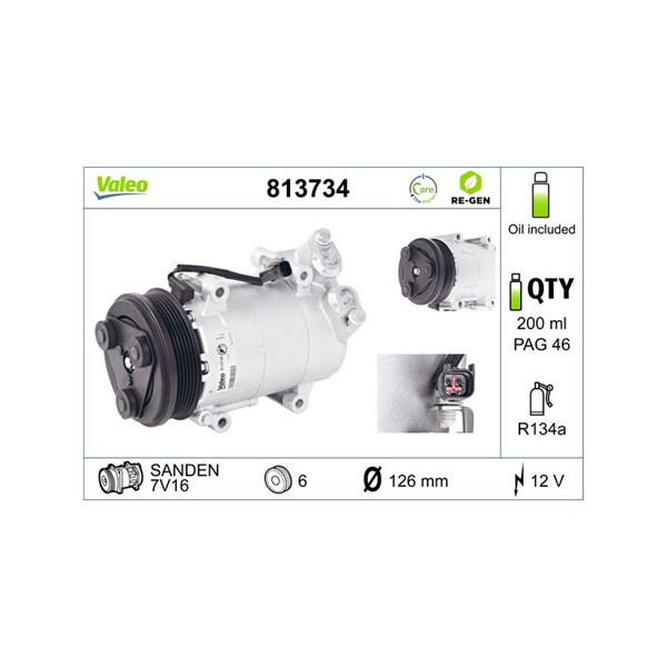 Kompressor, klimatanläggning 12V Valeo 813734 VALEO