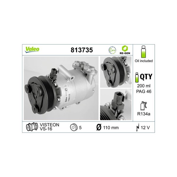 Kompressor, klimatanläggning 12V Valeo 813735 VALEO