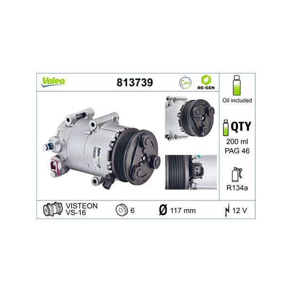 Kompressor, klimatanläggning 12V Valeo 813739 VALEO