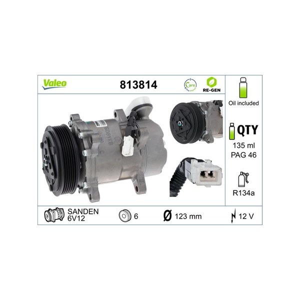Kompressor, klimatanläggning 12V Valeo 813814 VALEO