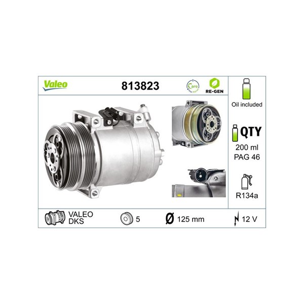 Kompressor, klimatanläggning 12V Valeo 813823 VALEO