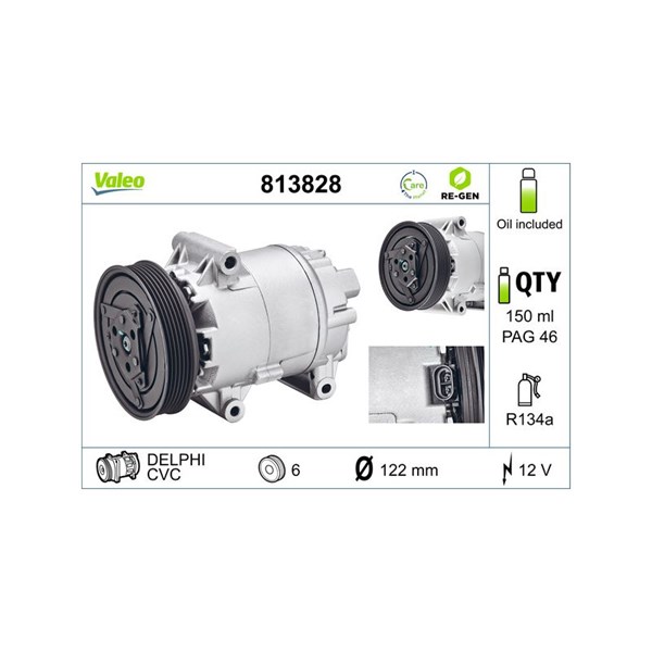 Kompressor, klimatanläggning 12V Valeo 813828 VALEO