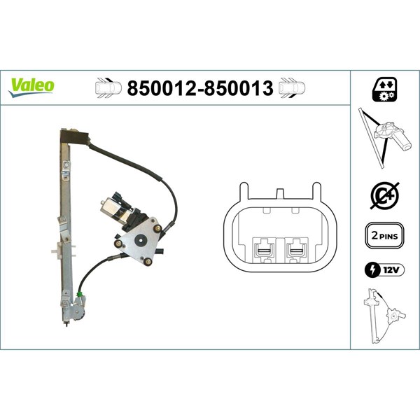 Fönsterhiss, Fram, Vänster Valeo 850012 VALEO