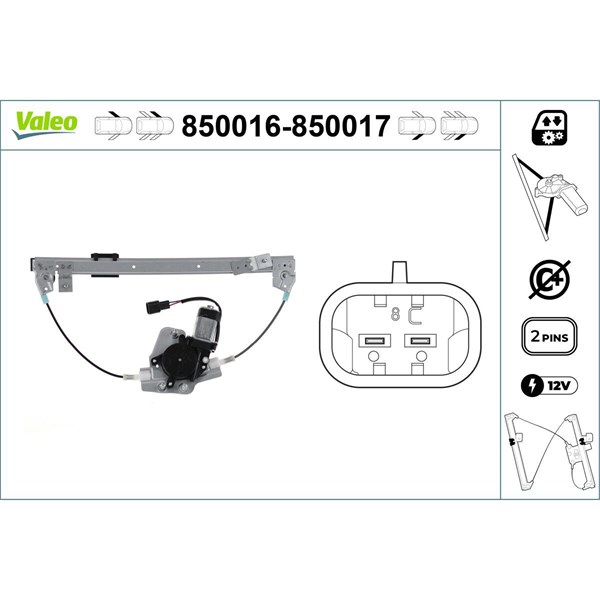 Fönsterhiss, Fram, Vänster Valeo 850016 VALEO