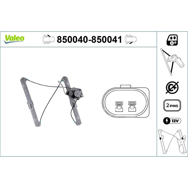 Fönsterhiss, Fram, Vänster Valeo 850040 VALEO