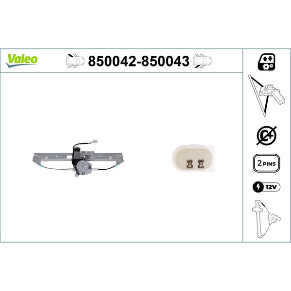 Fönsterhiss, Bak, Vänster Valeo 850042 VALEO