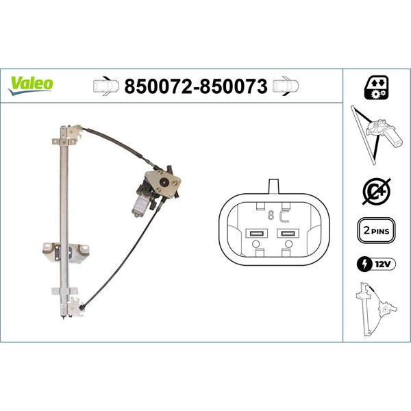 Fönsterhiss, Fram, Vänster Valeo 850072 VALEO