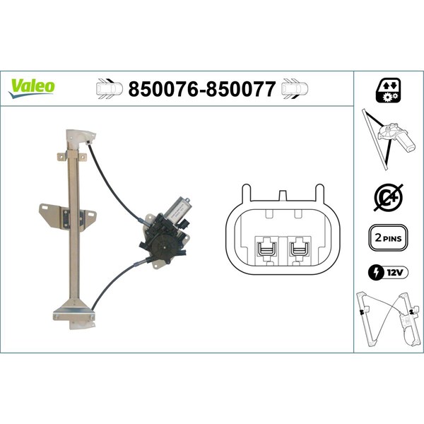 Fönsterhiss, Fram, Vänster Valeo 850076 VALEO