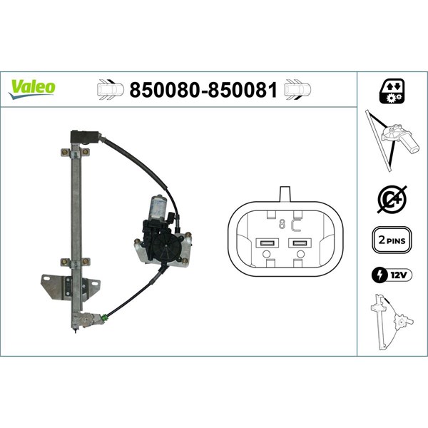 Fönsterhiss, Fram, Vänster Valeo 850080 VALEO Fönsterhiss, Fram, Vänster Valeo 850080 VALEO