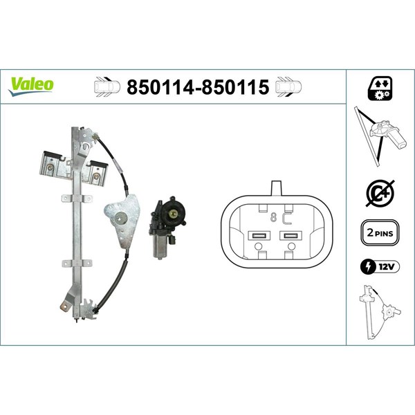 Fönsterhiss, Fram, Vänster Valeo 850114 VALEO