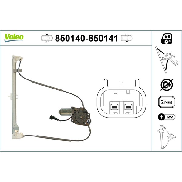 Fönsterhiss, Fram, Vänster Valeo 850140 VALEO