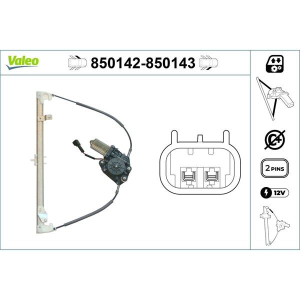 Fönsterhiss, Fram, Vänster Valeo 850142 VALEO