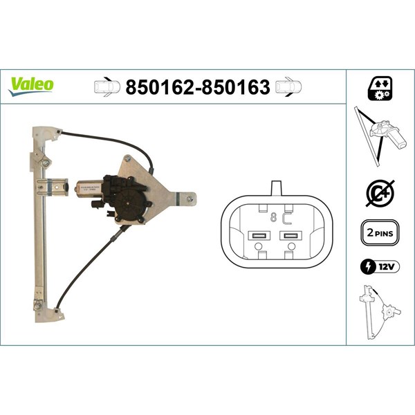Fönsterhiss, Fram, Vänster Valeo 850162 VALEO