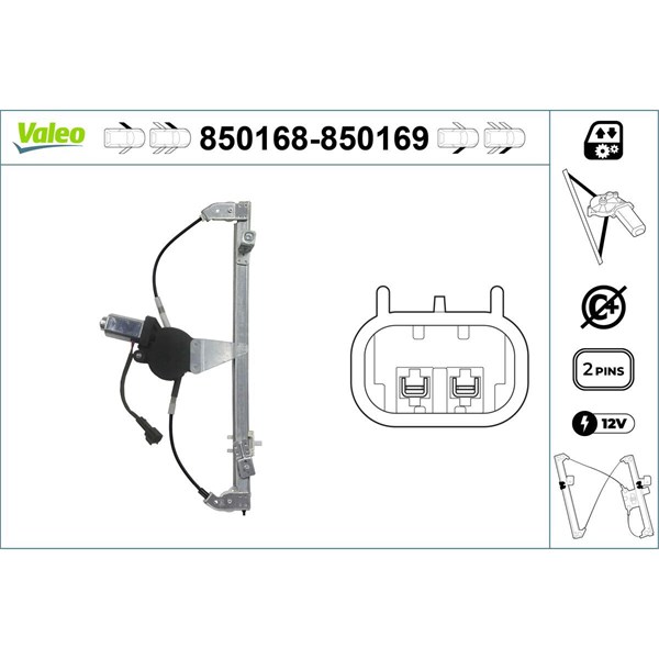 Fönsterhiss, Fram, Vänster Valeo 850168 VALEO